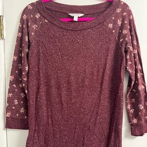 Market & Spruce Burgundy Floral Blouse